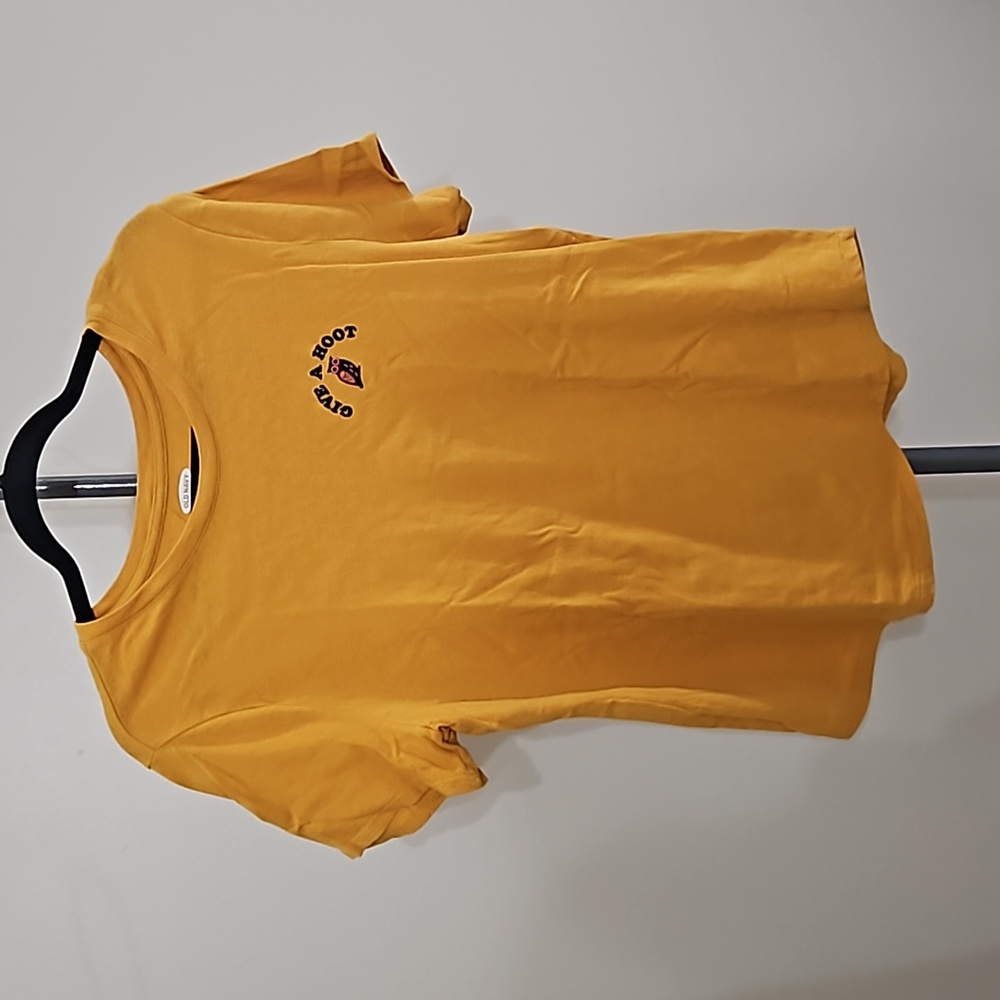 5 for $15!! Old Navy XL Yellow Everywhere Shirt "Give A Hoot" Owl Tee